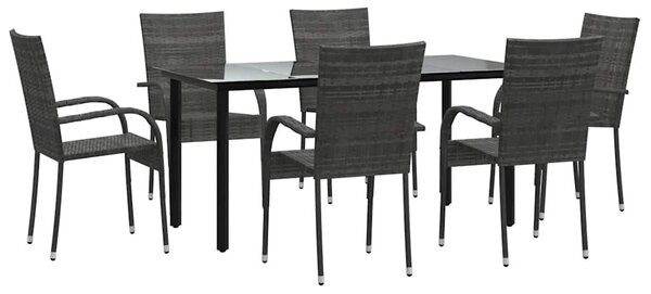 7 részes szürke polyrattan kerti étkezőgarnitúra