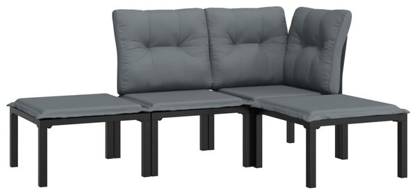 4 részes fekete és szürke polyrattan kerti ülőgarnitúra