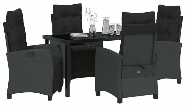 VidaXL Kert étkező szett 5 pcs Fekete polirattan