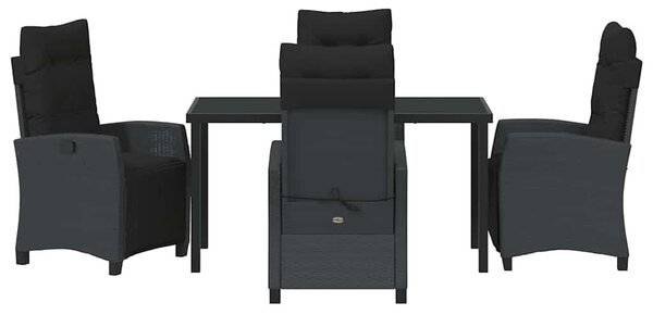 VidaXL Kert étkező szett 5 pcs Fekete polirattan