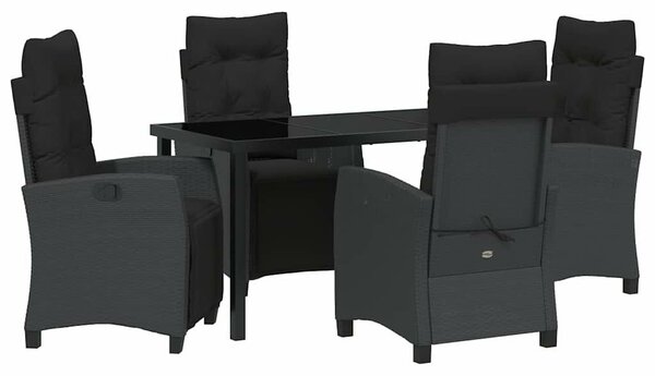 VidaXL Kert étkező szett 5 pcs Fekete polirattan