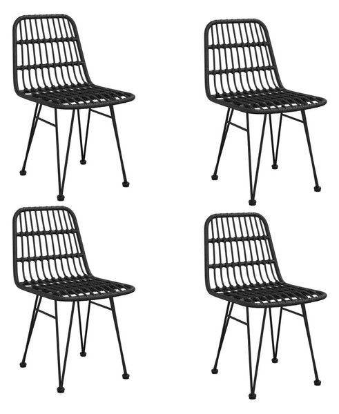 5 részes fekete polyrattan kerti étkezőgarnitúra