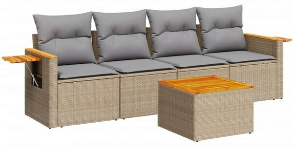 VidaXL Polyrattan Kerti Ülőgarnitúra - 5 részes - Bézs