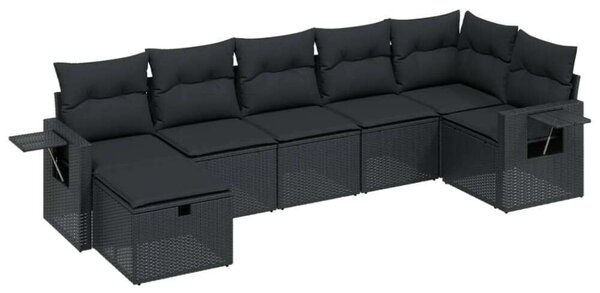 VidaXL 7 részes Polyrattan Kerti Ülőgarnitúra - Fekete