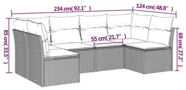 VidaXL Polyrattan Kerti Ülőgarnitúra - 6 részes - Bézs