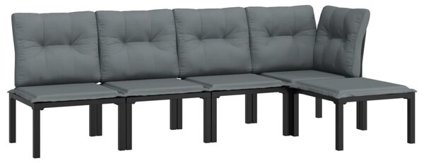 5 részes fekete-szürke polyrattan kerti ülőgarnitúra
