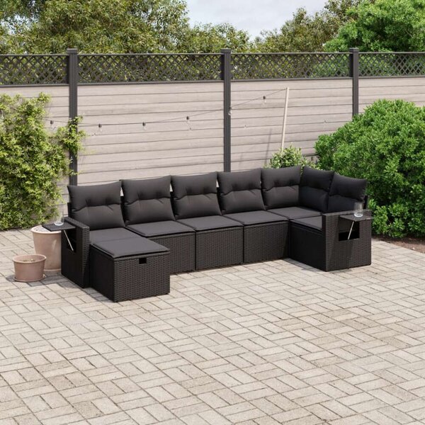 VidaXL 7 részes Polyrattan Kerti Ülőgarnitúra - Fekete