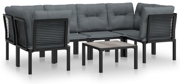7 részes fekete-szürke polyrattan kerti ülőgarnitúra