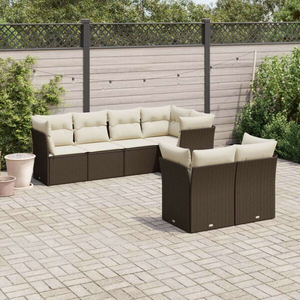 VidaXL Polyrattan Kerti Ülőgarnitúra - 7 részes, Barna