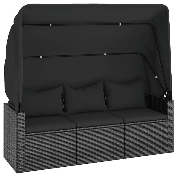 4 részes fekete polyrattan kerti ülőgarnitúra párnákkal