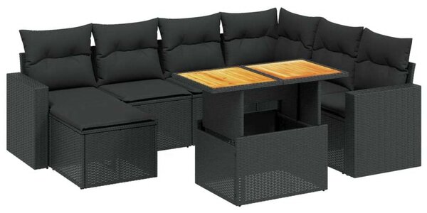 VidaXL Kerti Ülőgarnitúra - 8 részes - Fekete Polyrattan