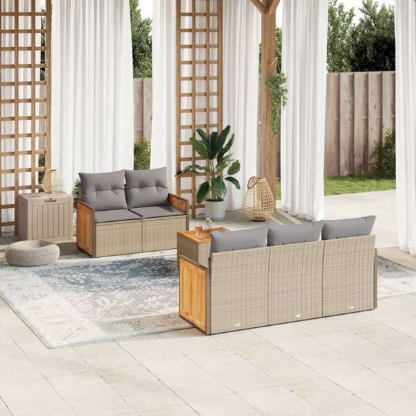 VidaXL Polyrattan Kerti Ülőgarnitúra - 6 részes - Bézs