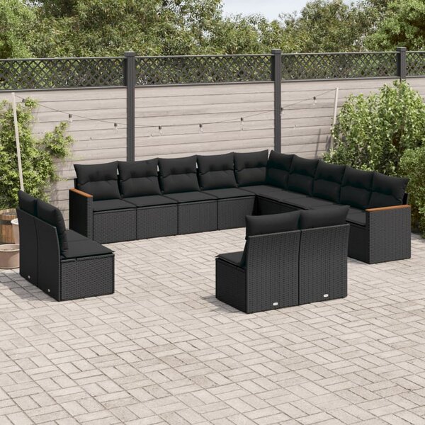 VidaXL Polyrattan Kerti Ülőgarnitúra - 13 részes - Fekete