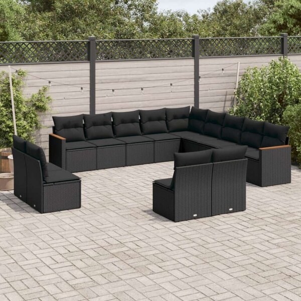 VidaXL Polyrattan Kerti Ülőgarnitúra - 13 részes - Fekete