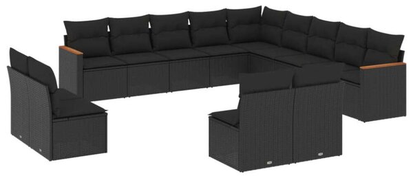 VidaXL Polyrattan Kerti Ülőgarnitúra - 13 részes - Fekete