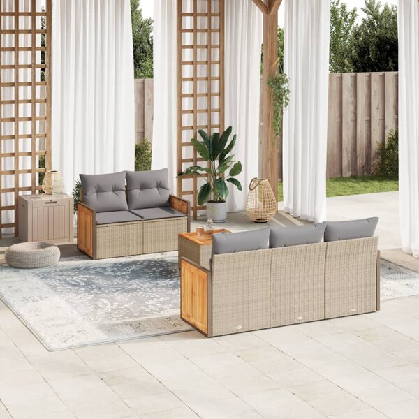 VidaXL Polyrattan Kerti Ülőgarnitúra - 6 részes - Bézs