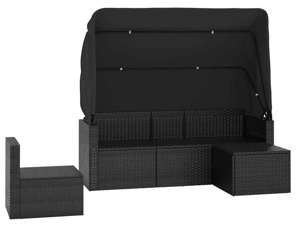 4 részes fekete polyrattan kerti ülőgarnitúra párnákkal