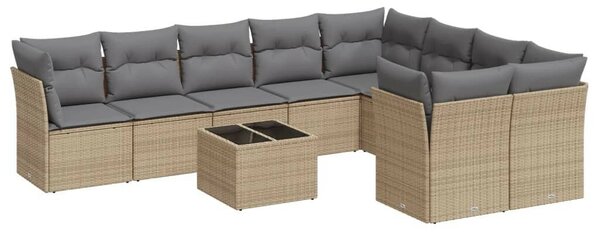 VidaXL 10 részes bézs polyrattan kerti ülőgarnitúra párnával