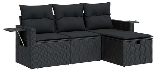 VidaXL Polyrattan Kerti Ülőgarnitúra - 4 részes - Fekete