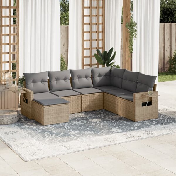 VidaXL Polyrattan Kerti Ülőgarnitúra - 7 részes - Bézs