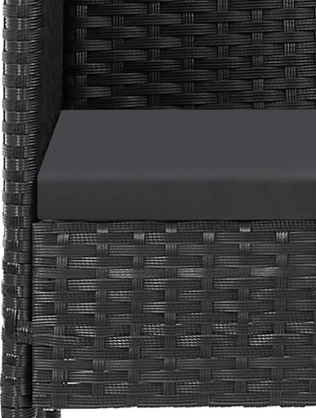 5 részes fekete polyrattan kerti étkezőgarnitúra párnákkal