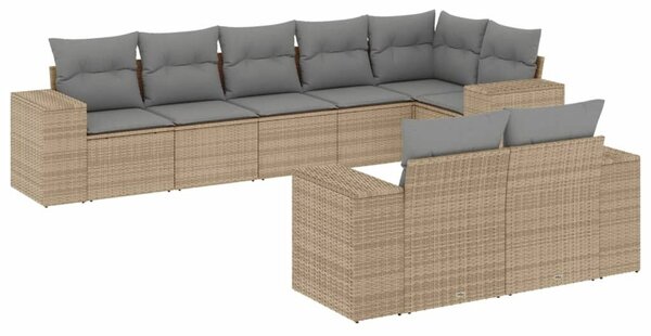 VidaXL Polyrattan Kerti Ülőgarnitúra - 8 részes - Bézs