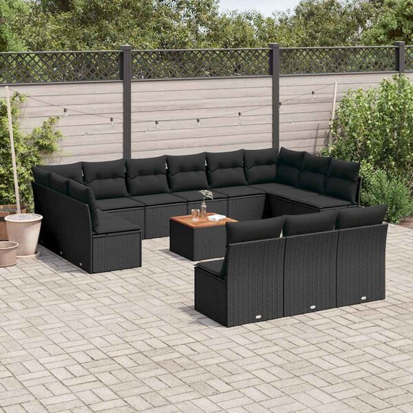 VidaXL Polyrattan Kerti Ülőgarnitúra - 14 részes - Fekete
