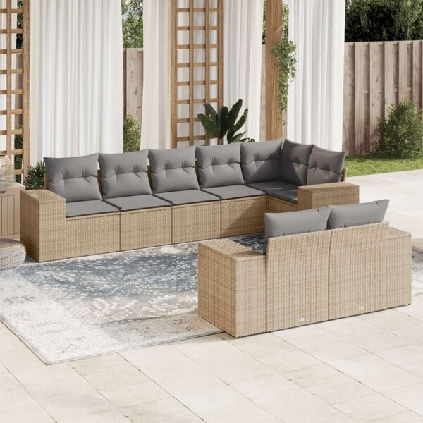 VidaXL Polyrattan Kerti Ülőgarnitúra - 8 részes - Bézs