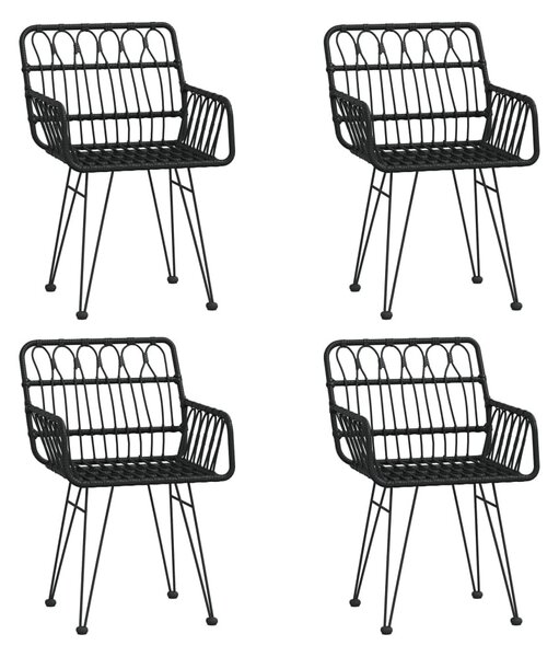 5 részes fekete polyrattan kerti étkezőgarnitúra
