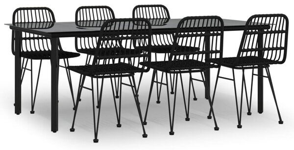 7 részes fekete polyrattan kerti étkezőgarnitúra