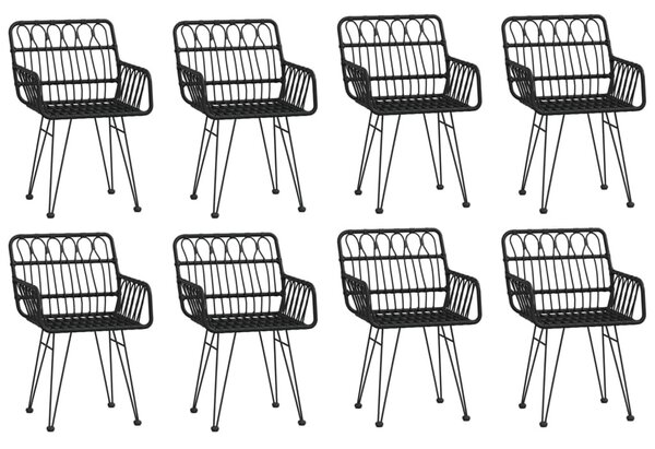 9 részes fekete polyrattan kerti étkezőgarnitúra