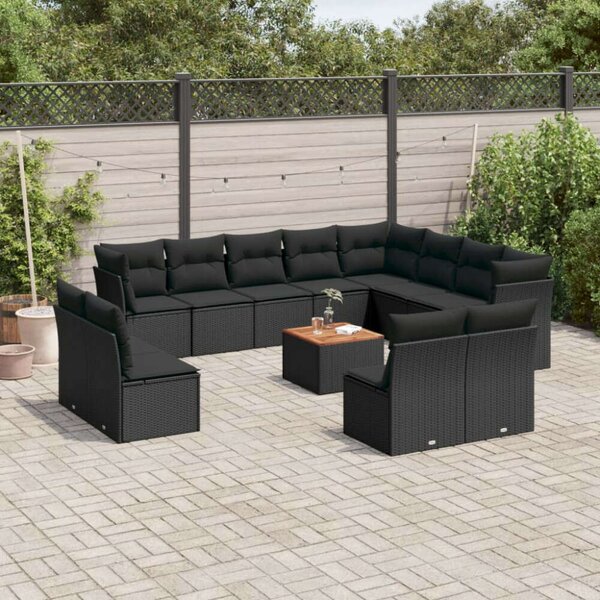 VidaXL Polyrattan Kerti Ülőgarnitúra - 13 részes - Fekete