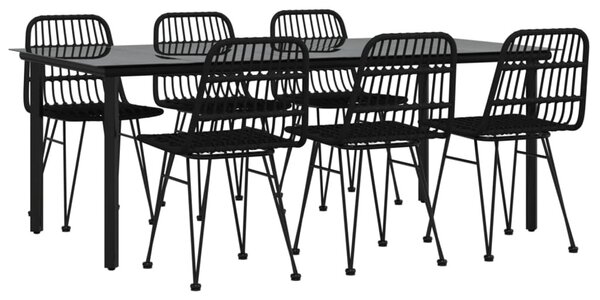 7 részes fekete polyrattan kerti étkezőgarnitúra