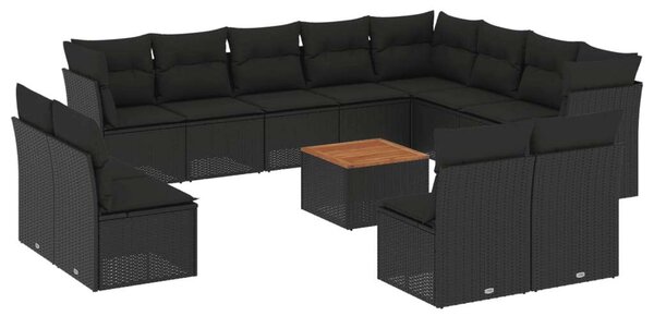 VidaXL Polyrattan Kerti Ülőgarnitúra - 13 részes - Fekete