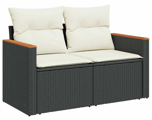 VidaXL 13 részes fekete polyrattan kerti ülőgarnitúra párnákkal