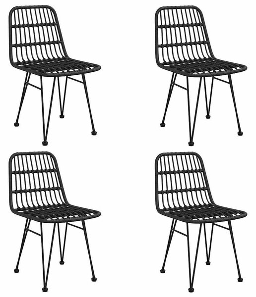 5 részes fekete polyrattan kerti étkezőgarnitúra