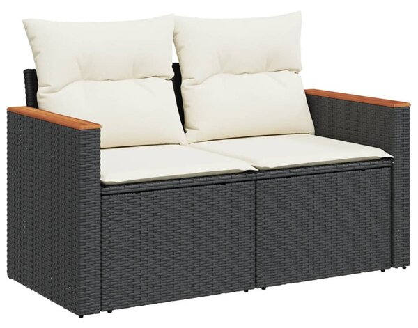 VidaXL 8 részes fekete polyrattan kerti ülőgarnitúra párnákkal