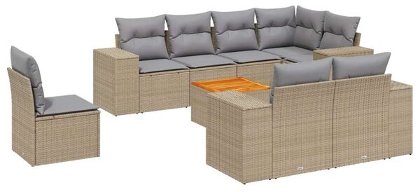 VidaXL Polyrattan Kerti Ülőgarnitúra - 9 részes - Bézs