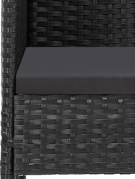 5 részes fekete polyrattan kerti étkezőgarnitúra párnákkal