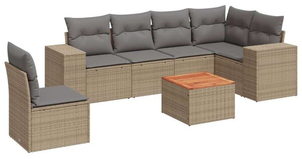 VidaXL Polyrattan Kerti Ülőgarnitúra - 7 részes - Bézs