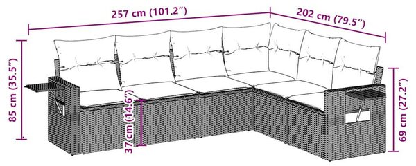 VidaXL Polyrattan Kerti Ülőgarnitúra - 6 Személyes - Barna