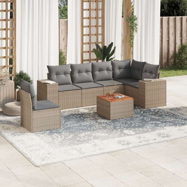 VidaXL Polyrattan Kerti Ülőgarnitúra - 7 részes - Bézs