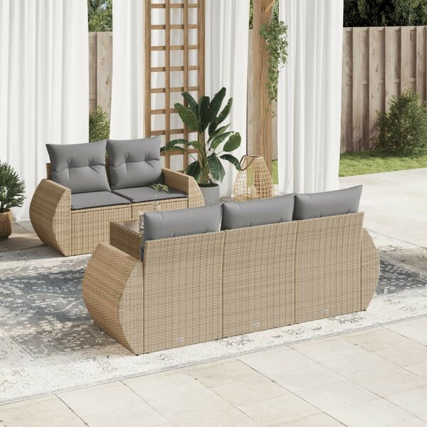 VidaXL Polyrattan Kerti Ülőgarnitúra - 6 részes - Bézs