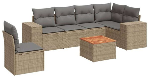 VidaXL Polyrattan Kerti Ülőgarnitúra - 7 részes - Bézs