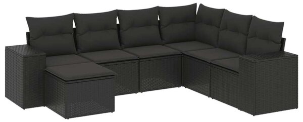 VidaXL Polyrattan Kerti Ülőgarnitúra - 7 részes - Fekete