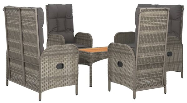 5 részes szürke polyrattan kerti étkezőgarnitúra párnával