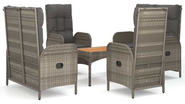 5 részes szürke polyrattan kerti étkezőgarnitúra párnával