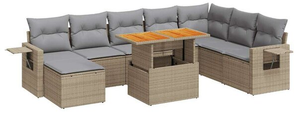 VidaXL Polyrattan Kerti Ülőgarnitúra - 9 részes - Bézs