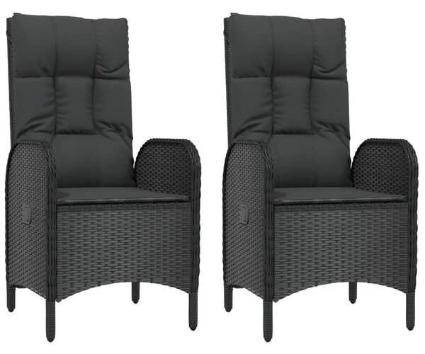 4 részes fekete polyrattan kerti étkezőszett párnákkal