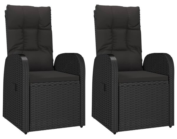 3 részes fekete polyrattan kerti étkezőgarnitúra párnákkal